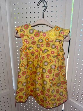 Vintage Yellow Floral Tiered Toddler Dress Size 18 M